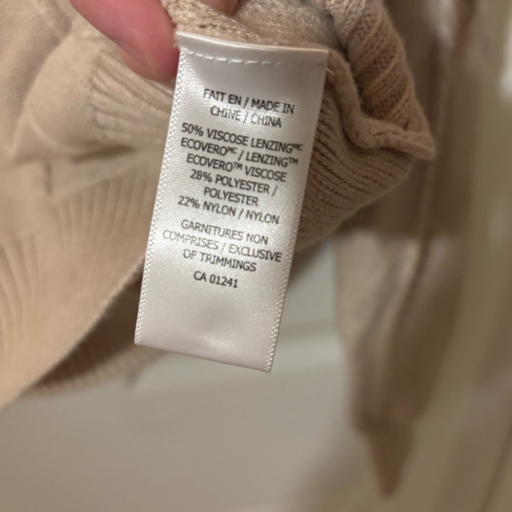 Twik Beige Cable Knit Mock Neck Turtleneck Sweater - Picture 5 of 5